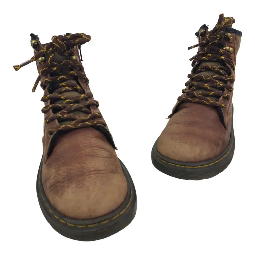 DR. MARTENS Boots KIDS Size 2 Brown Combat Casual Zip Up 1460 PANEL J